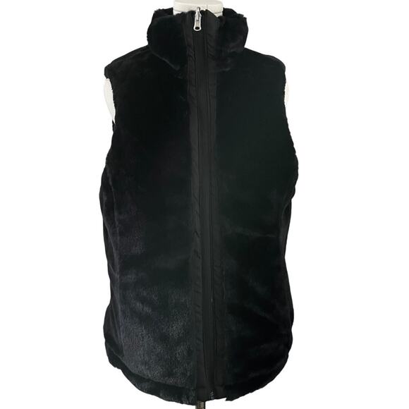 Reversible Faux Fur Vest Keren Hart Size Medium Cozy Apres Ski Winter Resortwear - Picture 1 of 12